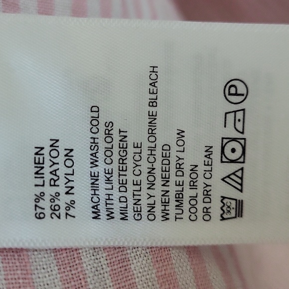 Tommy Bahama Pink and White Linen Blend Tie Front Button Up Shirt Size M… - Picture 9 of 11